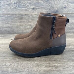 Bogs Vista Rugged Zip Brown Waterproof Leather Ankle Boots 73190-200 Womens 7.5